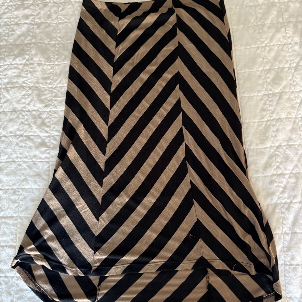 Lavish Black and Tan A-Line Chevron Skirt
